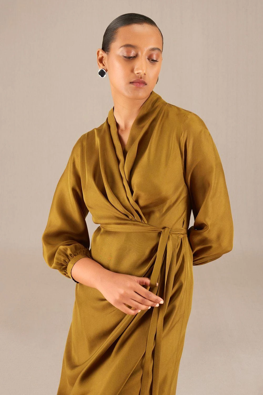 AMPM Neesa Camel Brown Silk Dress 4 AMPM Neesa Camel Brown Silk Dress - Image 4