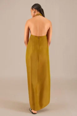 AMPM Ezra Earthy Brown Silk Dress Top-pant Set -Inca Clothing Shop 261223ampm9 5