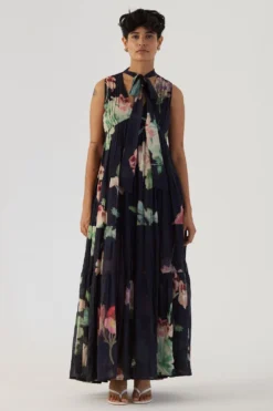 YAM Juliet Black Tiered Dress