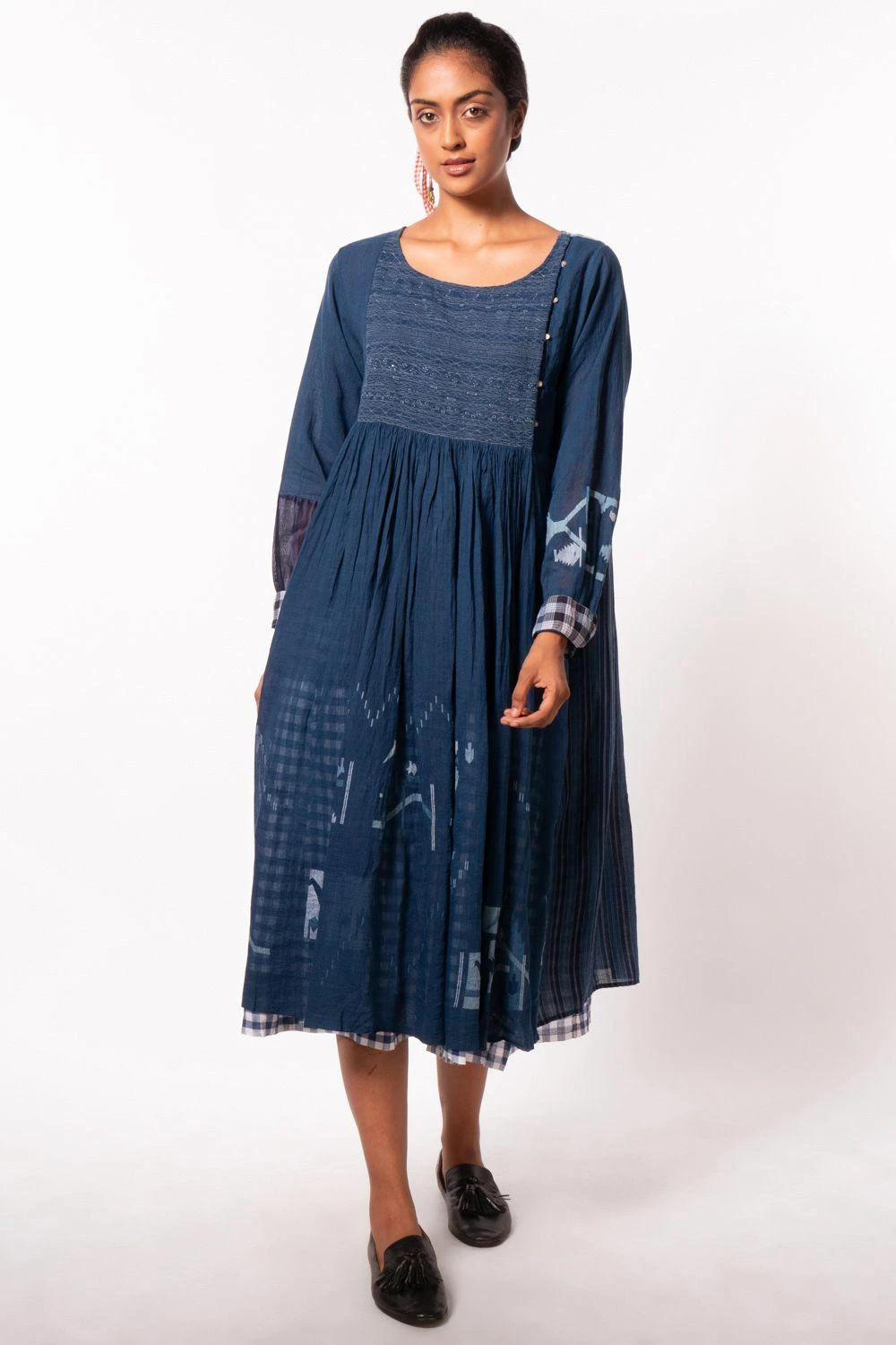 Injiri Navy Blue Jamdani Dress 1 Injiri Navy Blue Jamdani Dress
