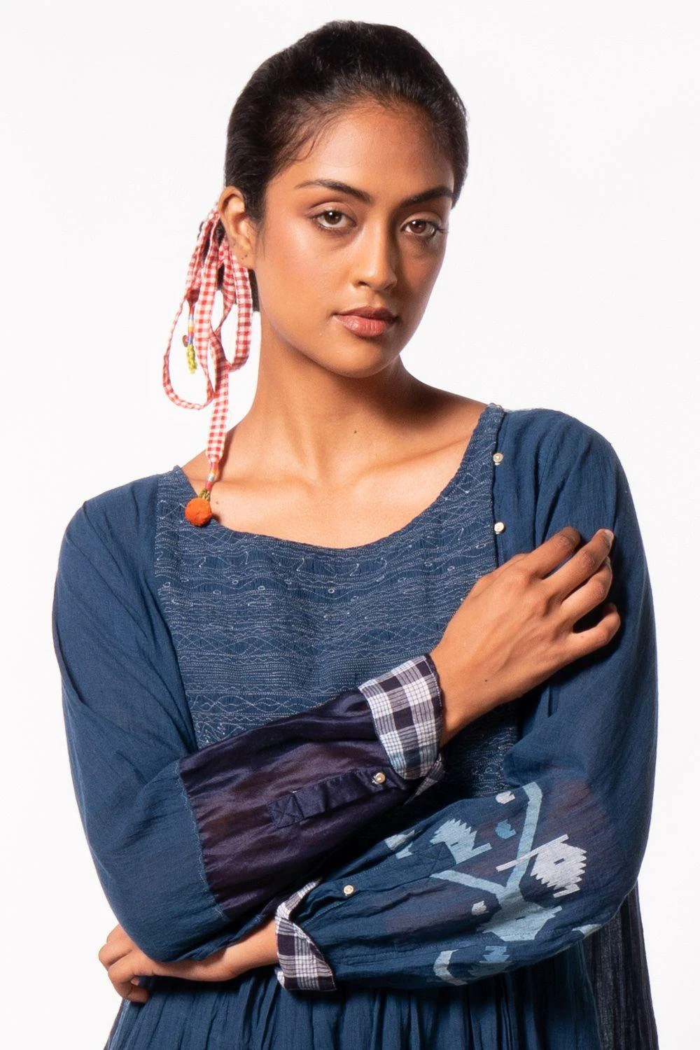 Injiri Navy Blue Jamdani Dress 4 Injiri Navy Blue Jamdani Dress - Image 4