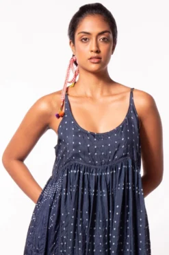 Injiri Blue Bandhani Strappy Dress -Inca Clothing Shop 267injri6 4