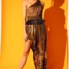 Nikita Mhaisalkar Tropical Brown One Shoulder Dress