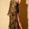 Nikita Mhaisalkar Green Python Print One Shoulder Dress