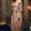 SVA Pink Off-shoulder Cape With An Attached Dress