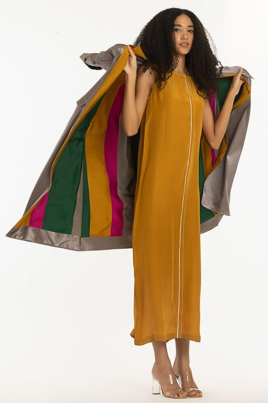 Three Greige Reversible Jacket With A Dress 2 Three Greige Reversible Jacket With A Dress - Image 2