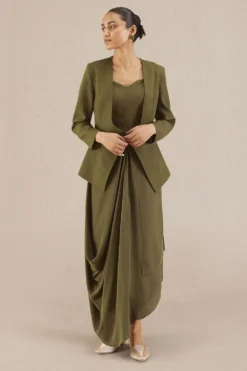 AMPM Raha Vibrant Green Jacket-dress Set