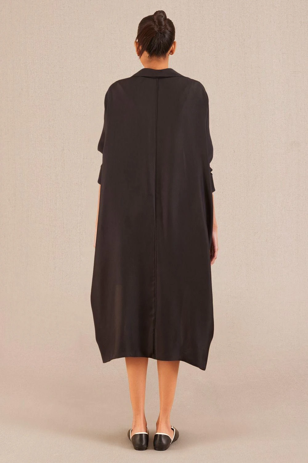 AMPM Aria Classic Black Silk Shirt Dress 4 AMPM Aria Classic Black Silk Shirt Dress - Image 4