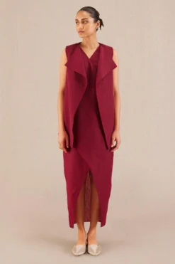 AMPM Mila Rich Merlot Linen Jacket-dress Set