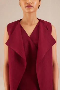 AMPM Mila Rich Merlot Linen Jacket-dress Set -Inca Clothing Shop 271223am41 3