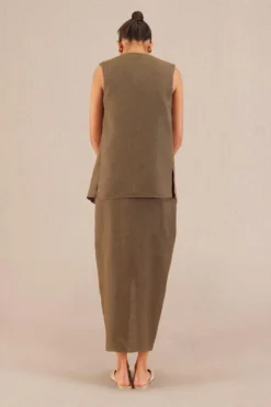 AMPM Mila Natural Brown Linen Jacket-dress Set -Inca Clothing Shop 271223am42 4