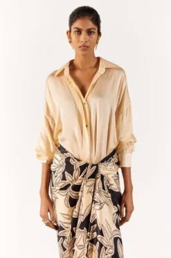 Studio RIGU Modish Black & Hazel Shirt Draped Dress -Inca Clothing Shop 271223sr18 4