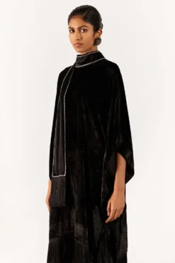 Studio RIGU Classic Black Velvet Kimono Fringe Dress -Inca Clothing Shop 271223sr25 3