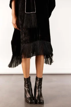 Studio RIGU Classic Black Velvet Kimono Fringe Dress -Inca Clothing Shop 271223sr25 4