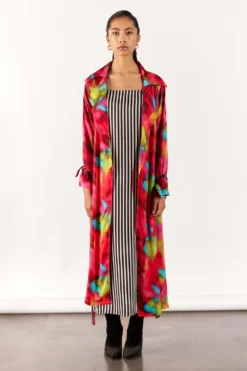 Studio RIGU Multi-hued Poppy Trench Coat & Striped Slip Dress