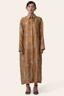 November Noon Ivy Bloom Mustard Shirt Dress