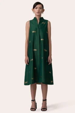 November Noon Dragonfly Emerald Front Open Dress