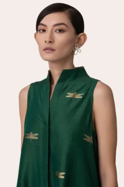 November Noon Dragonfly Emerald Front Open Dress -Inca Clothing Shop 271nn15 4