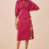 Chandrima Fuchsia Applique And Beadwork Kimono Dress