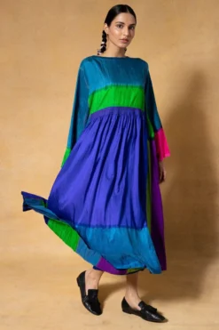 Injiri Blue Handwoven Clamp Dyed Dress -Inca Clothing Shop 2811inj6 3