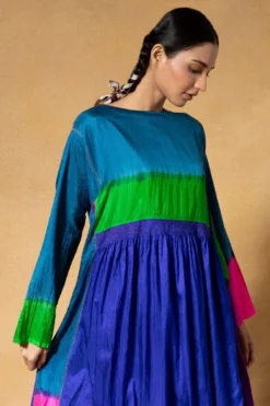 Injiri Blue Handwoven Clamp Dyed Dress -Inca Clothing Shop 2811inj6 5