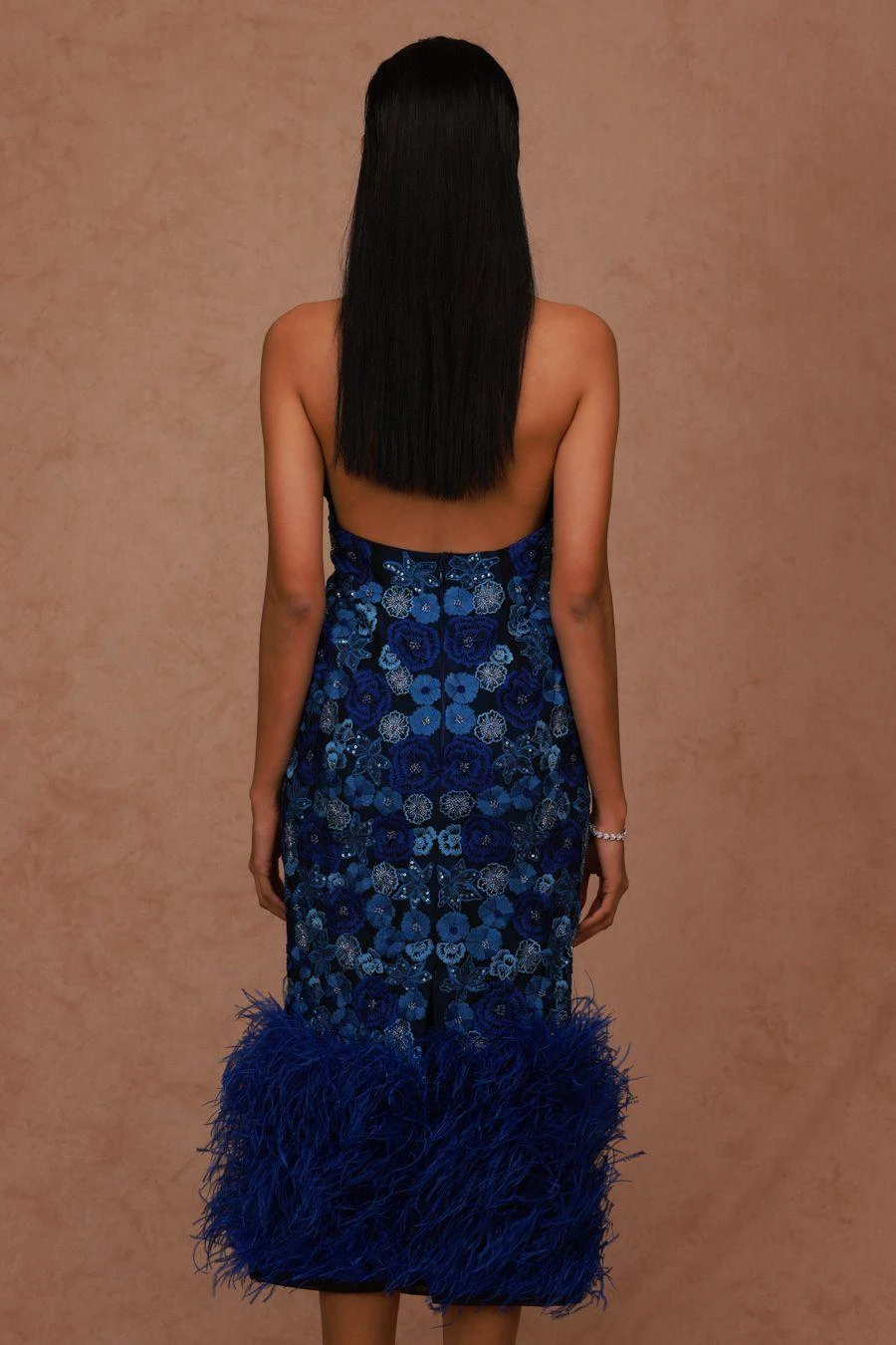 Shriya Som Blue Halter Neck Floral Embellished Dress 2 Shriya Som Blue Halter Neck Floral Embellished Dress - Image 2