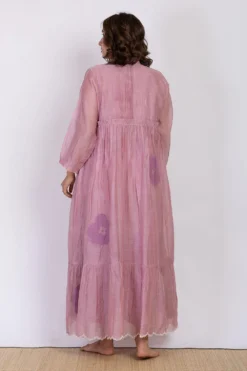 Ekadi Lavender Block Print And Hand Embroidered Dress -Inca Clothing Shop 286ekd9 5