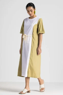 Three White Contrast Panelled Dress -Inca Clothing Shop 28823te20 2 1