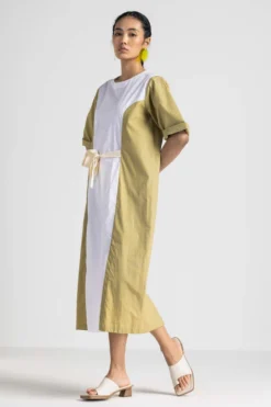 Three White Contrast Panelled Dress -Inca Clothing Shop 28823te20 3