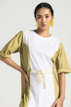 Three White Contrast Panelled Dress -Inca Clothing Shop 28823te20 4