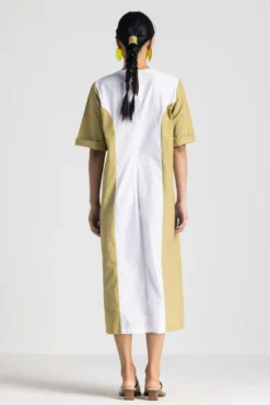 Three White Contrast Panelled Dress -Inca Clothing Shop 28823te20 5 1