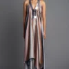Amit Aggarwal Pebble Sunray Metallic Draped Dress