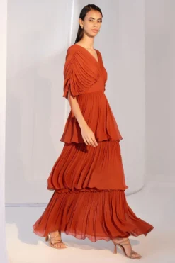 Twinkle Hanspal Ruched Maxi Dress With Ruffled Tiers