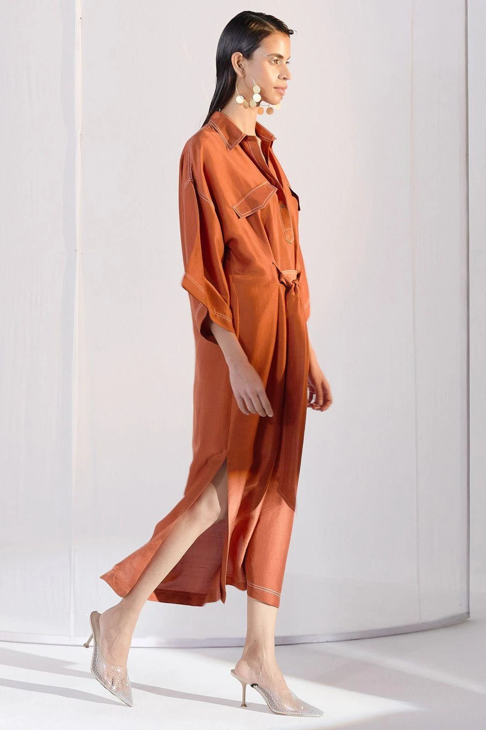 Twinkle Hanspal Burnt Orange Boxy Kaftan Shirt Dress 2 Twinkle Hanspal Burnt Orange Boxy Kaftan Shirt Dress - Image 2