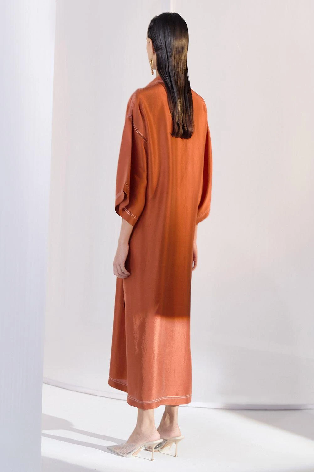 Twinkle Hanspal Burnt Orange Boxy Kaftan Shirt Dress 5 Twinkle Hanspal Burnt Orange Boxy Kaftan Shirt Dress - Image 5