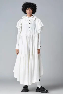 Chola White Long Tiered Dress
