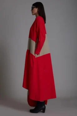 Mati Red & Beige Band Dress -Inca Clothing Shop 3012wo28 3