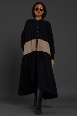 Mati Black & Beige Band Dress