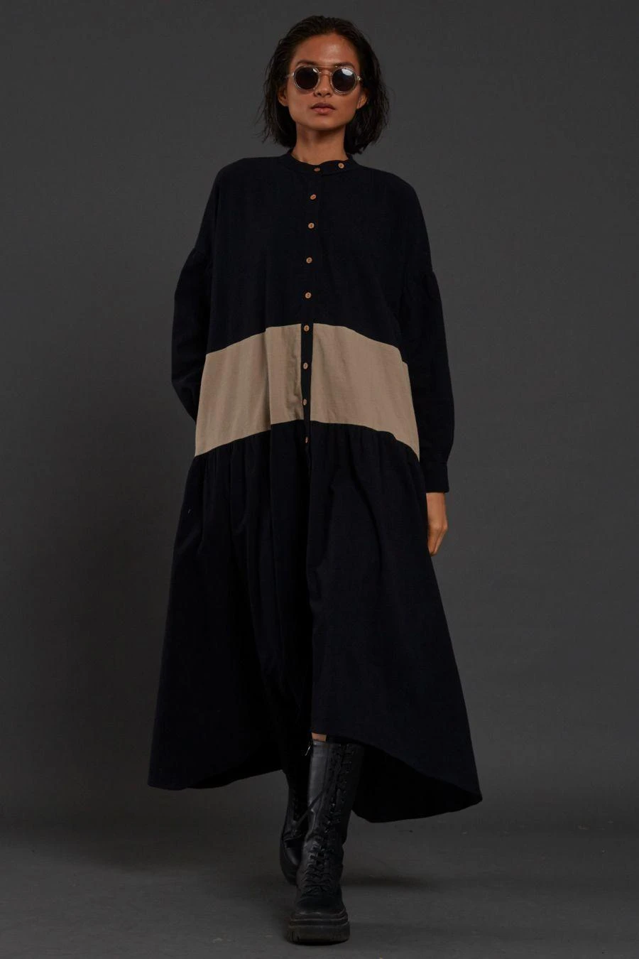 Mati Black & Beige Band Dress 1 Mati Black & Beige Band Dress