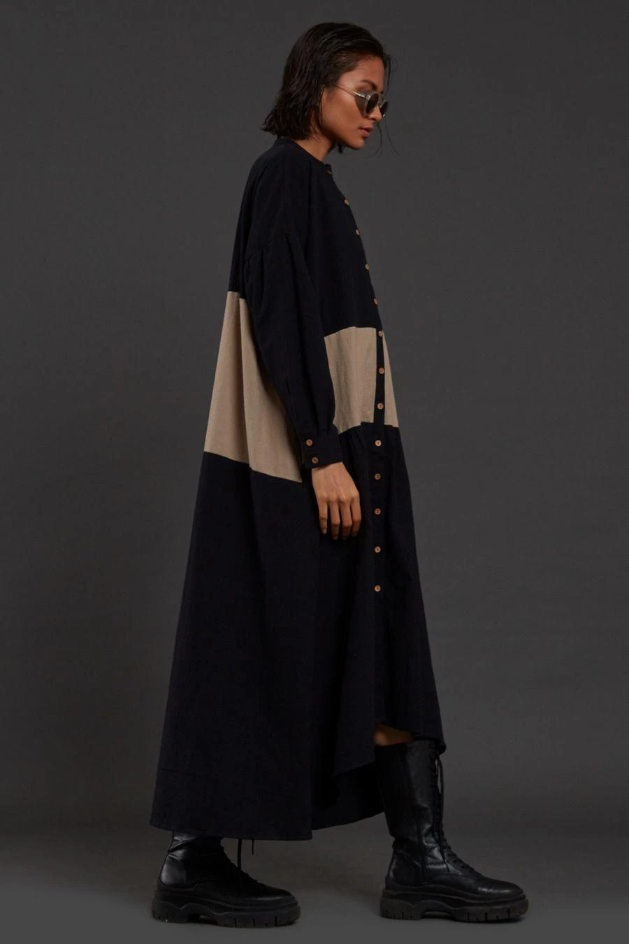 Mati Black & Beige Band Dress 2 Mati Black & Beige Band Dress - Image 2