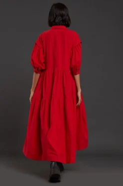 Mati Red Tiered Shirt Dress -Inca Clothing Shop 3012wo6 5
