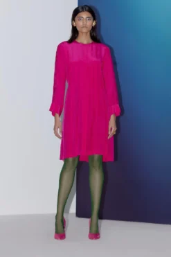 FEBo6 Hot Pink Box Pleated Dress