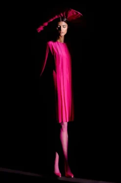 FEBo6 Hot Pink Box Pleated Dress -Inca Clothing Shop 30623febo13 3