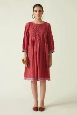 Payal Pratap Wine Round Neck Short Dress