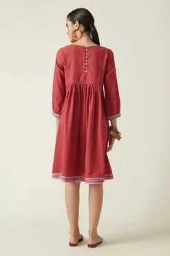 Payal Pratap Wine Round Neck Short Dress -Inca Clothing Shop 306pp24 4