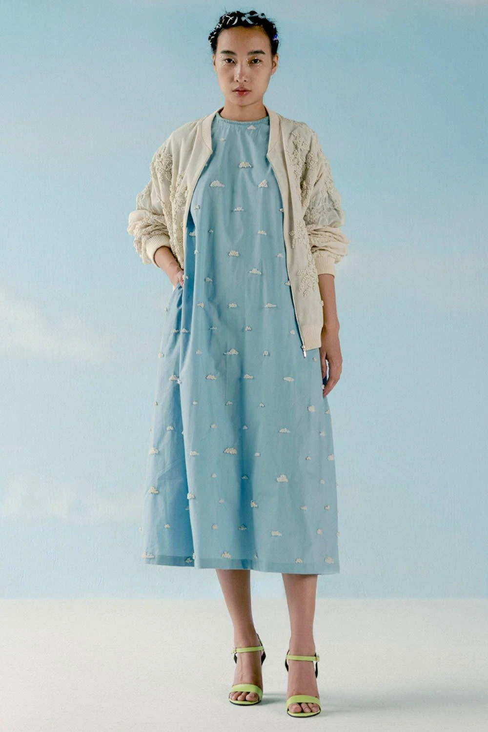 ILK Ice Blue Embroidered A-line Dress 1 ILK Ice Blue Embroidered A-line Dress