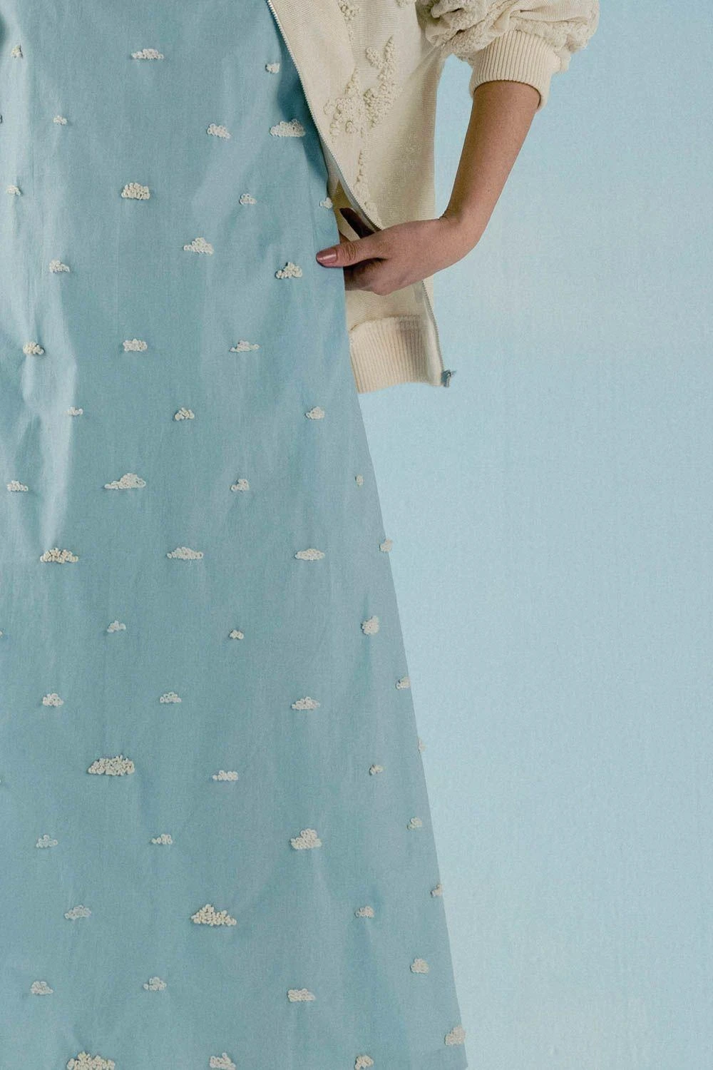 ILK Ice Blue Embroidered A-line Dress 2 ILK Ice Blue Embroidered A-line Dress - Image 2