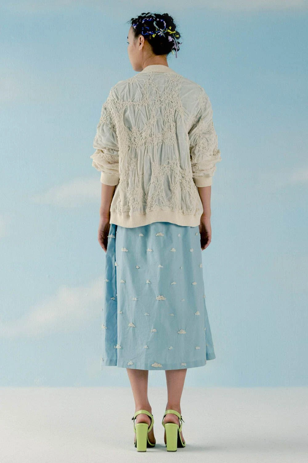 ILK Ice Blue Embroidered A-line Dress 3 ILK Ice Blue Embroidered A-line Dress - Image 3