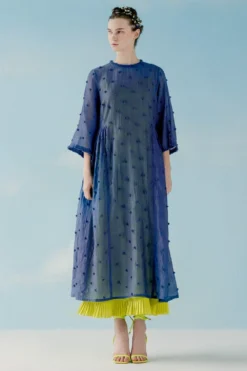 ILK Smoke Blue Gathered Dress