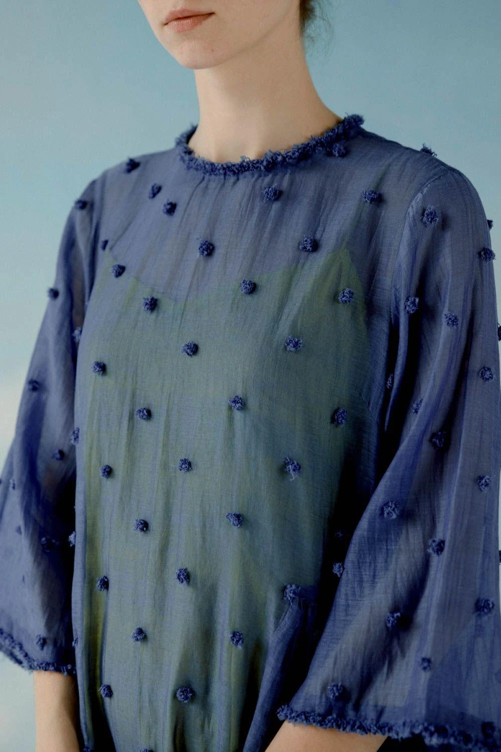 ILK Smoke Blue Gathered Dress 2 ILK Smoke Blue Gathered Dress - Image 2